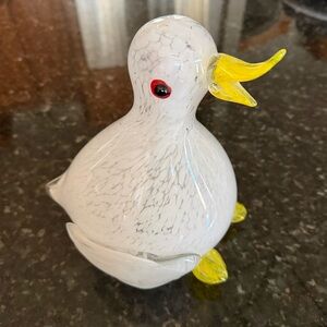 Large Murano-Style Glass Duck Figure, Made in Italy